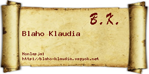 Blaho Klaudia névjegykártya